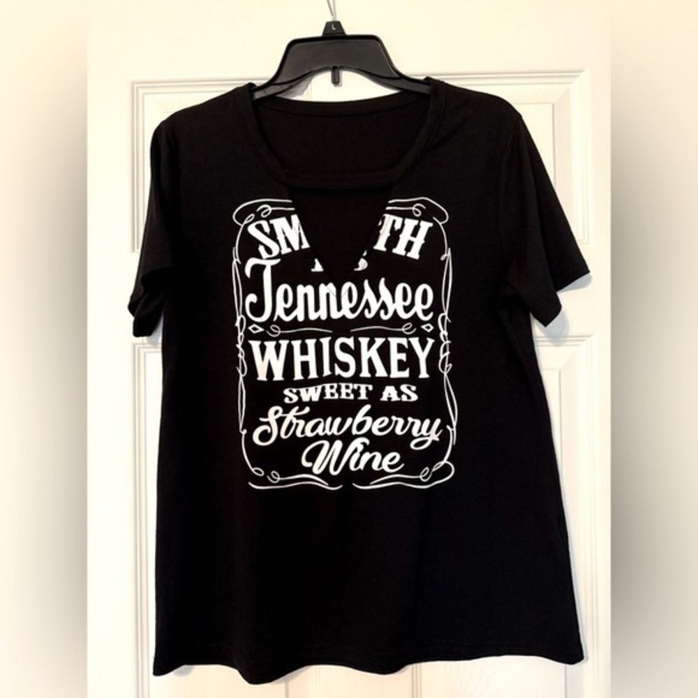 Black Graphic Tee with White Print